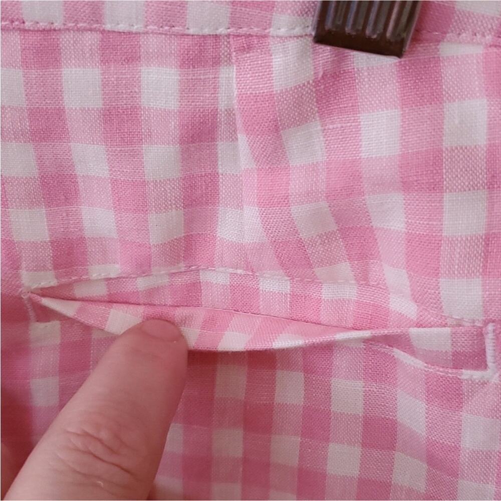 Boden Pink & White Gingham Linen Cropped Pants Size 20R NWOT - Picture 5 of 6
